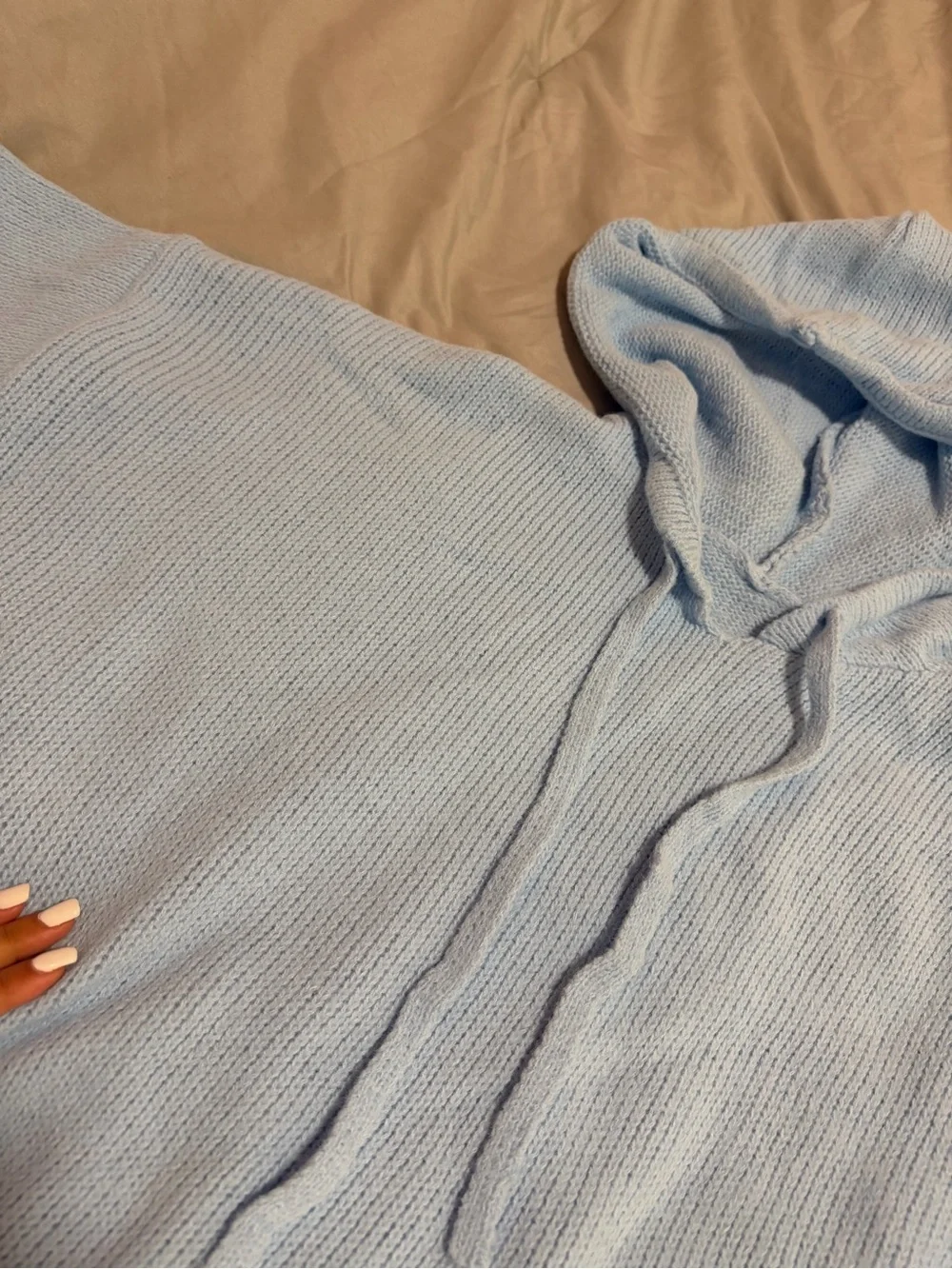 Light Blue unisex Knit Hoodie Sweater